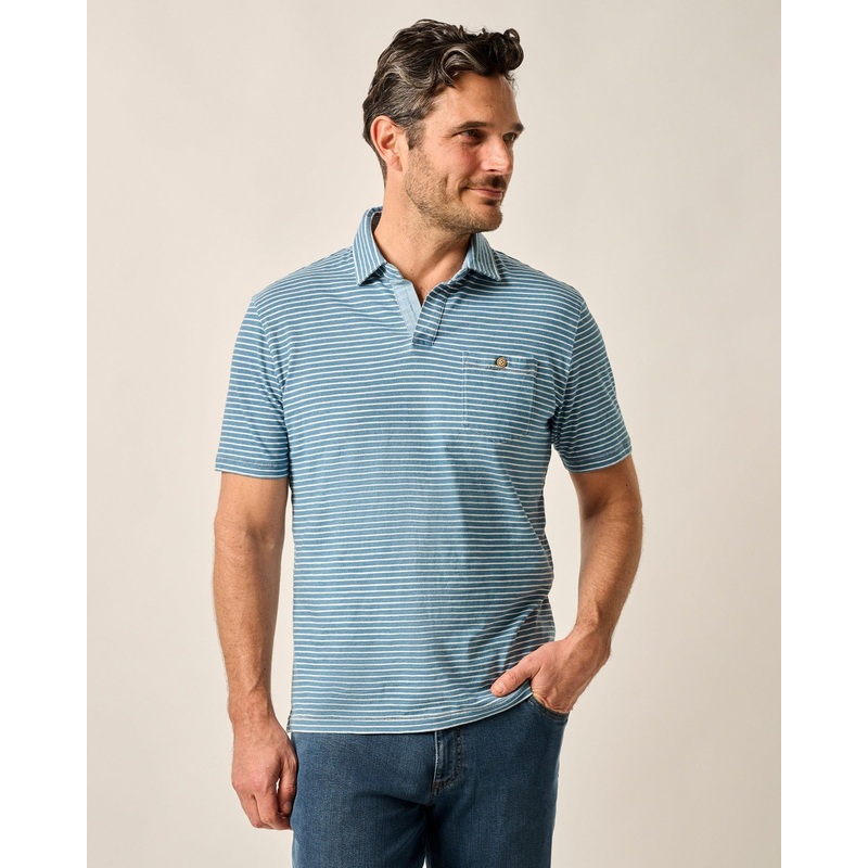 Johnnie-O Men’s Johnny Collar Cotton Brandt Polo Laguna Blue Small