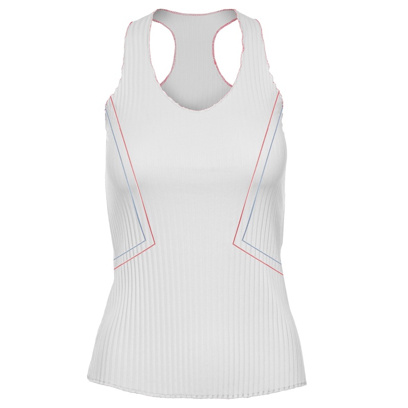 K-Swiss Pleated V-Neck White Womens Tennis Tank Top