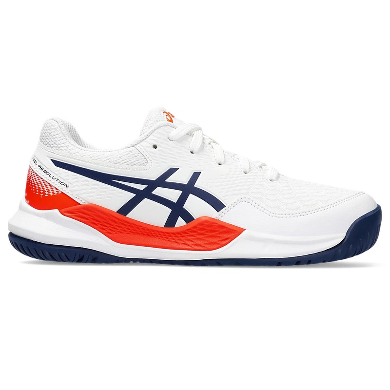 Asics Gel Resolution 9 Grade School Junior Tennis Shoes 1 White/Blue Expanse