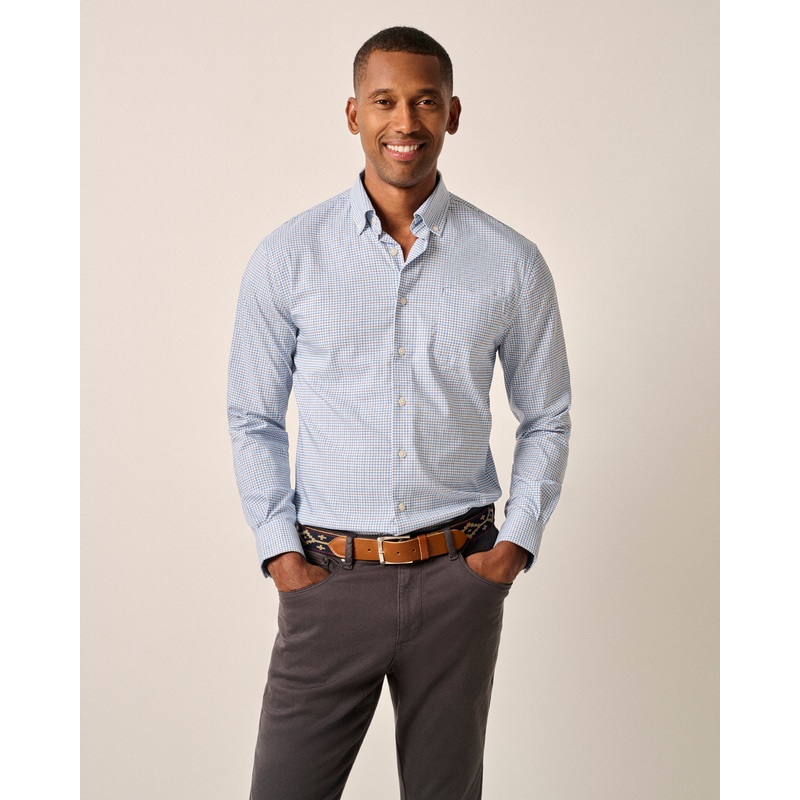 Johnnie-O Men’s Shay Performance Button Up Shirt Navy Small