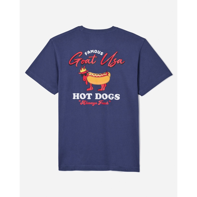 Goat USA Hot Dog T-Shirt Navy Youth X-Small