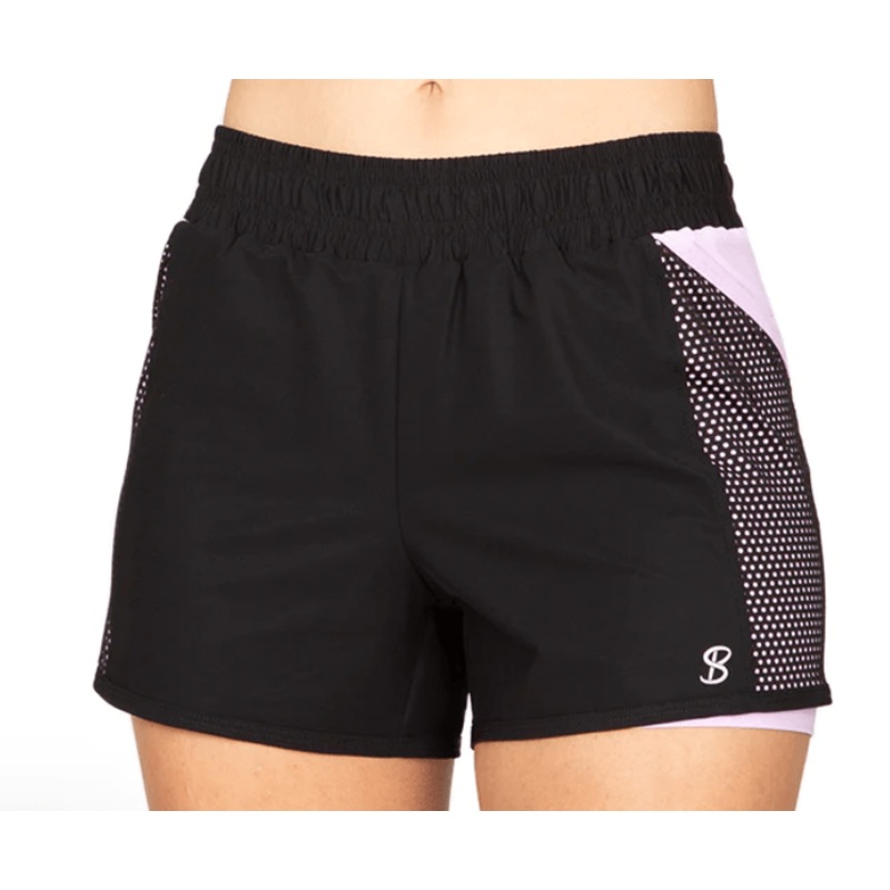 Sofibella Women’s Tennis Athletic Shorts Extra Small Black/Lavender