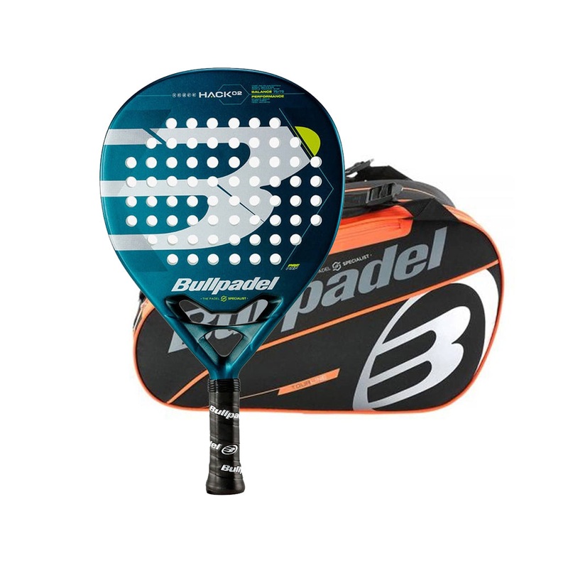 Pala BULLPADEL HACK 02 Performance + Paletero BULLPADEL BPP-23015 TOUR Negro