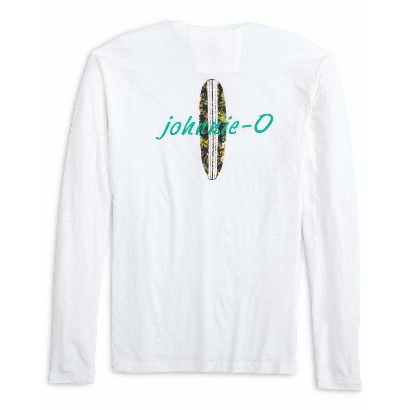 Johnnie O Mens Aloha Board Long Sleeve Shirt White Small