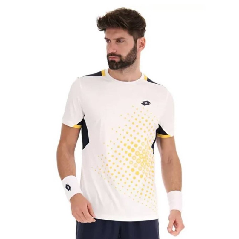 Lotto Men’s IV Tee Top (Bright White/Navy Blue)