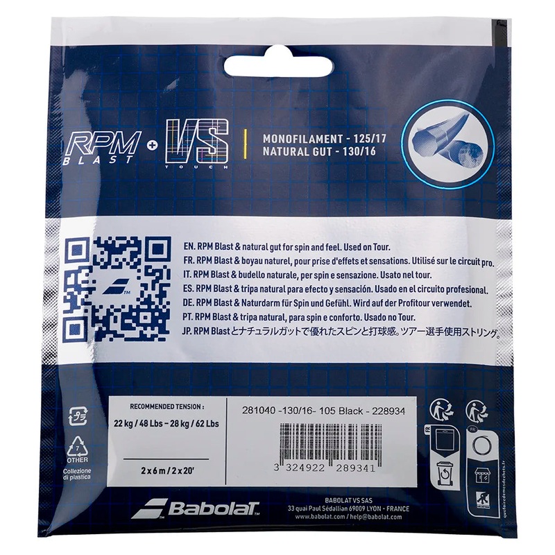 RPM Blast 125 + Touch VS 130 150 Year Anniversary Tennis String