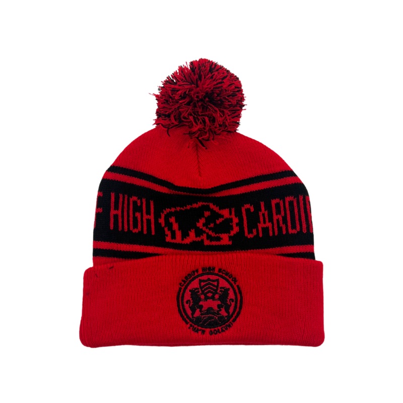 CAHS Bobble Hat RED/BLACK OSFA