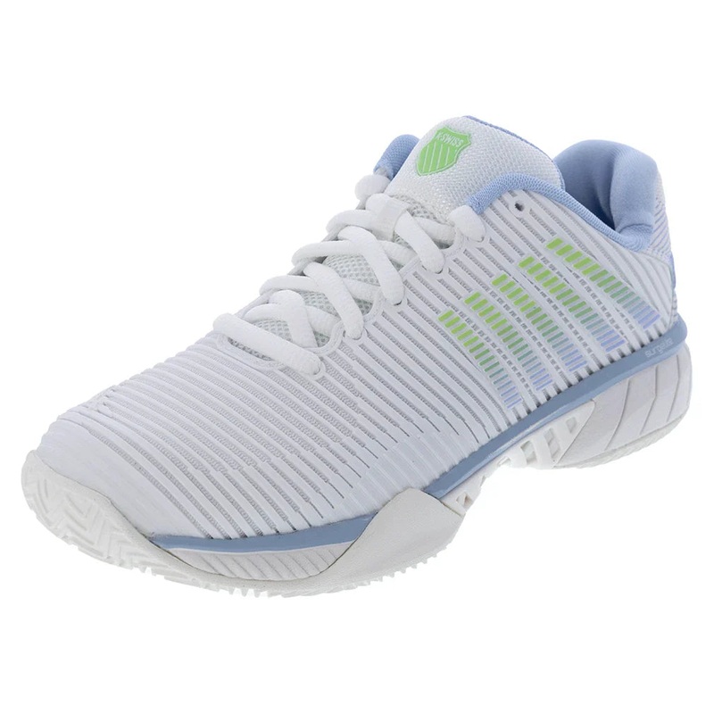 Women`s Hypercourt Express 2 Clay Tennis Shoes Lucent White and Dutch Canal