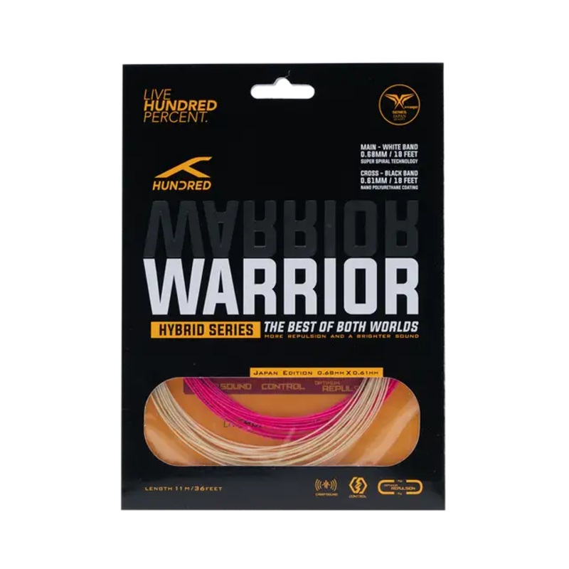 Hundred Hybrid Warrior (HBAA-3M069-5) Badminton String Candy Pink/Pearl White 10m Set