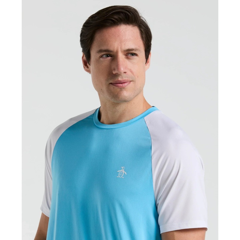 Original Penguin Blocked Performance Tennis T-Shirt – Blue Grotto Blue Grotto S