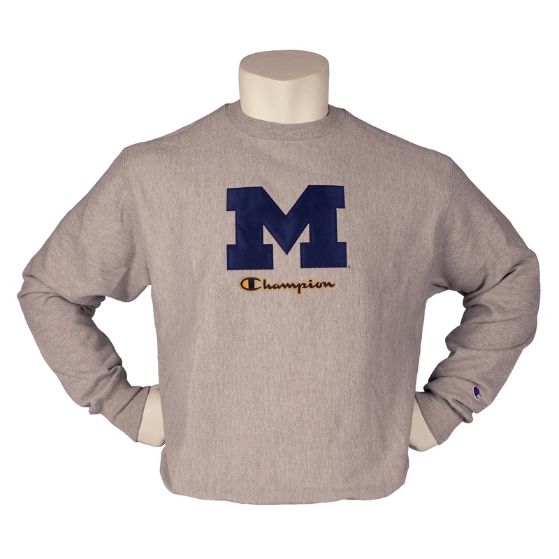 Champion UofM Rev Weave Mens Crewneck Sweatshirt