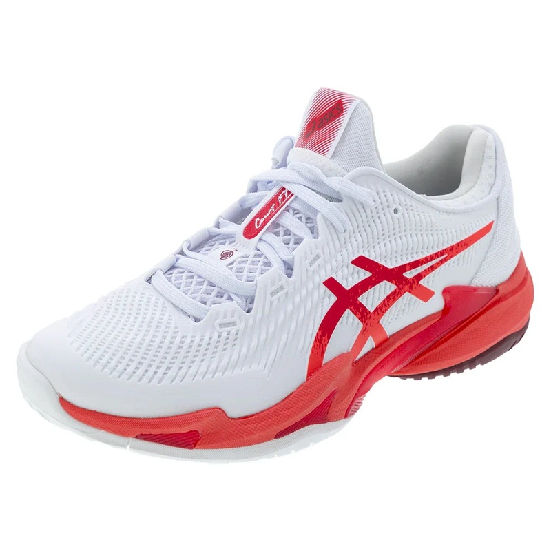 Men`s Court FF 3 Novak Tennis Shoes White and Electric Red
