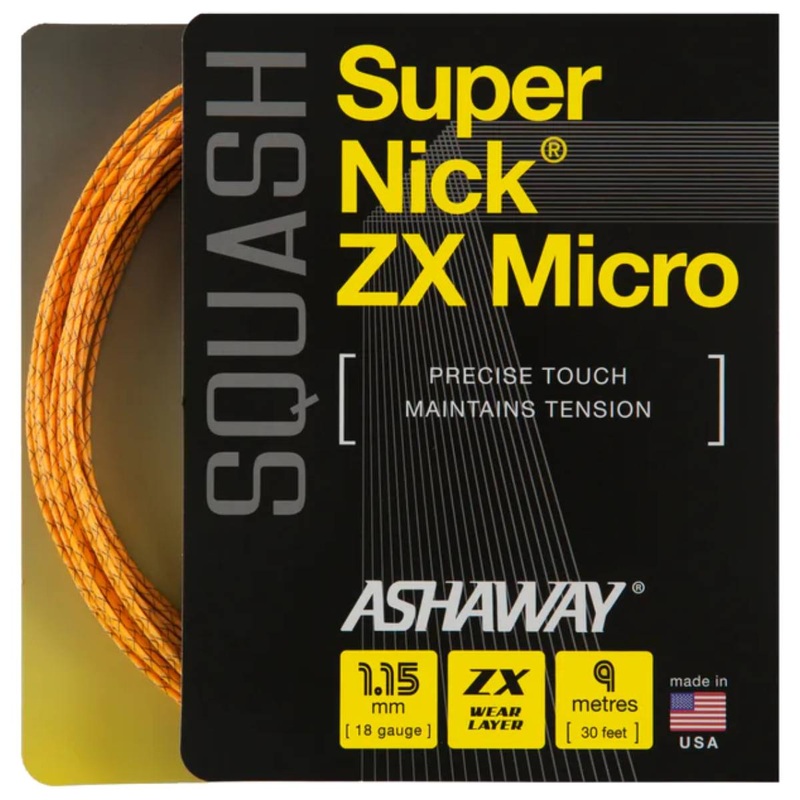 Ashaway SuperNick ZX Micro 18 Squash String (Orange)