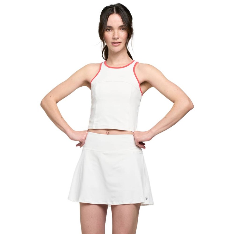 Lija Women’s Elite Block Tank Top (White/Cayenne)