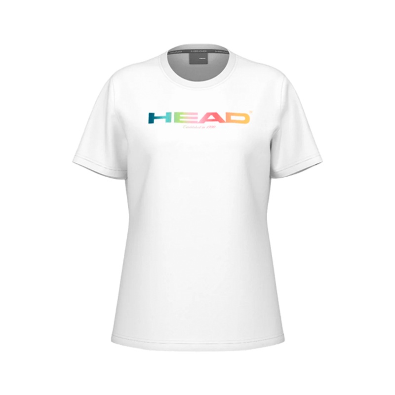 T shirt Head Rainbow Women White 2025