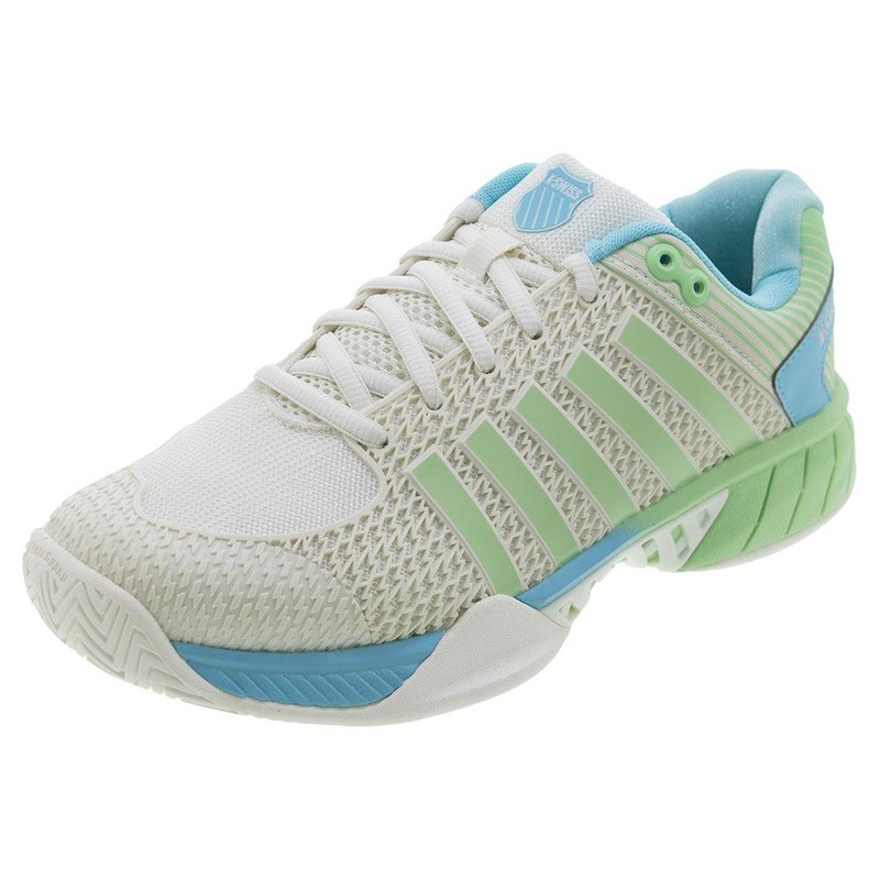 Women`s Express Light Wide Pickleball Shoes Egret and Patina Green