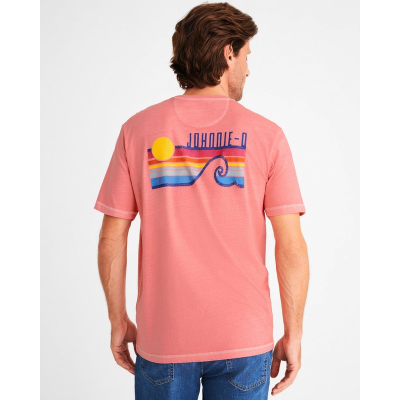 Johnnie O Mens Surf Shine Graphic T Shirt Malibu Red Small