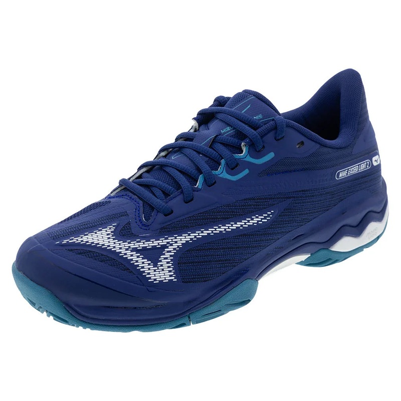 Men`s Wave Exceed Light 2 Tennis Shoes Bellwether Blue and White