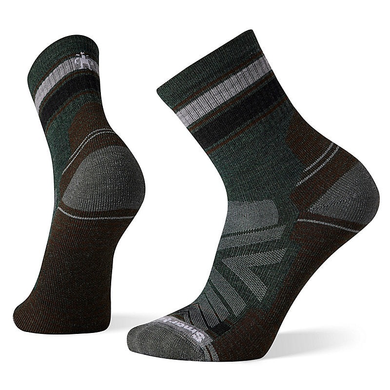 Smartwool Hike Light Cushion Striped Mid Crew Socks Dark Sage-G51 Medium