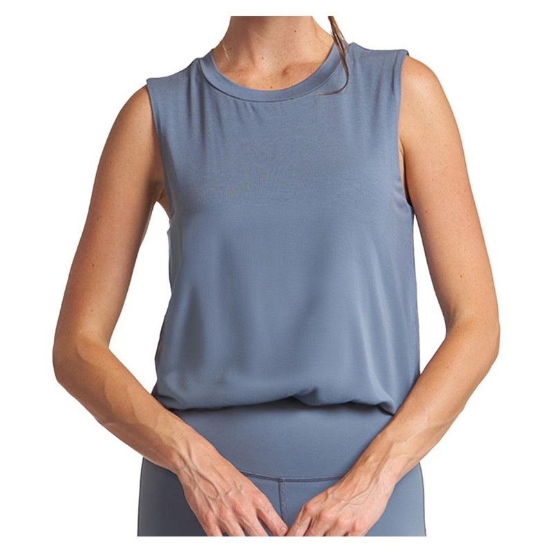 Women`s Bubble Hem Muscle Tennis Tank Indigo