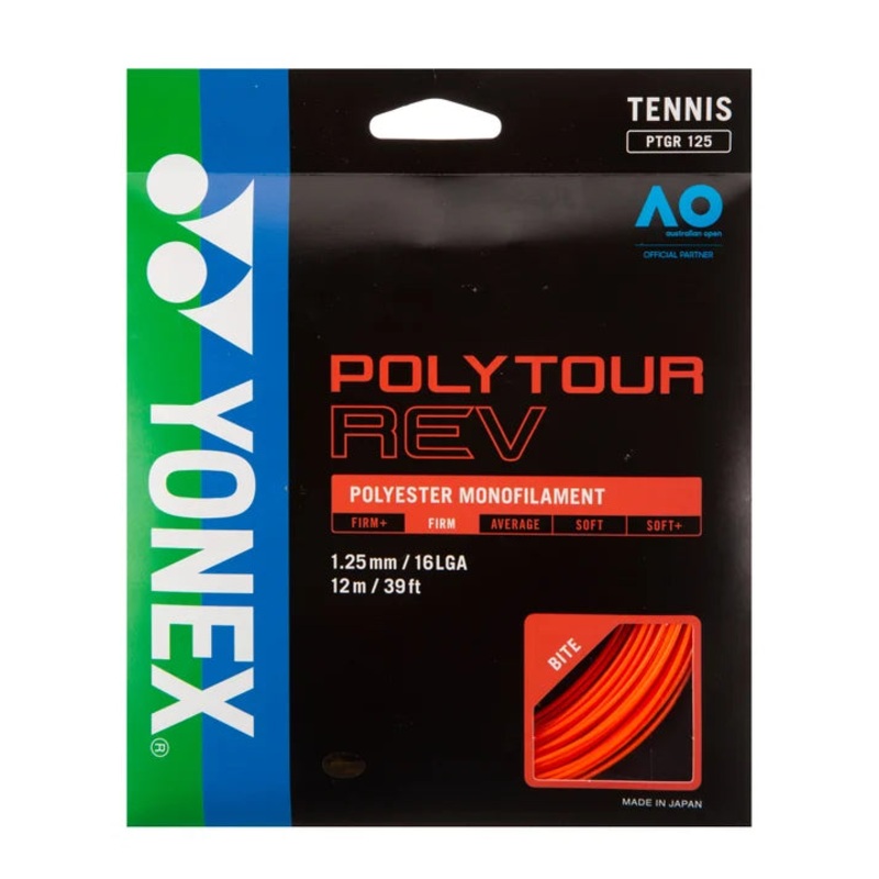 Yonex Poly Tour Rev 16L/1.25 Tennis String (Bright Orange)