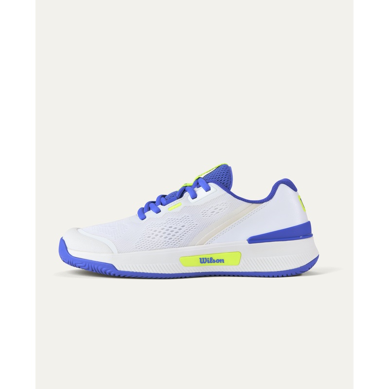 Wilson Intrigue Pro Tennis Shoes Women – White/Blue White/Amparo Blue/Safety Yellow UK 4