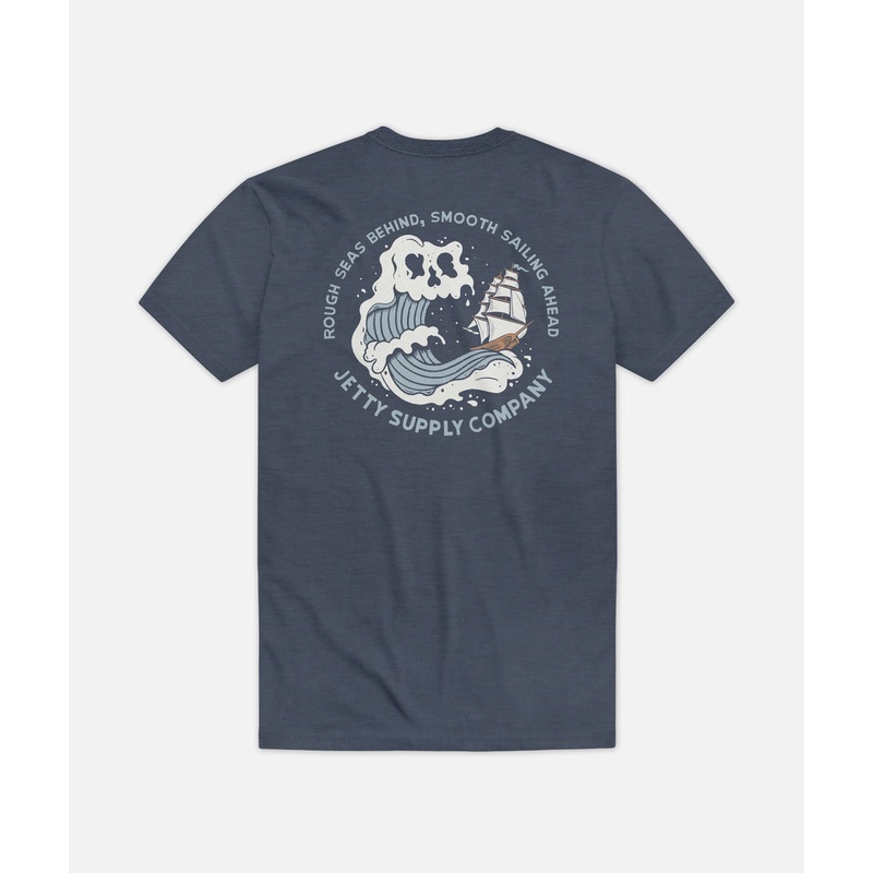 Jetty Mens Rough Seas Tee Navy Small