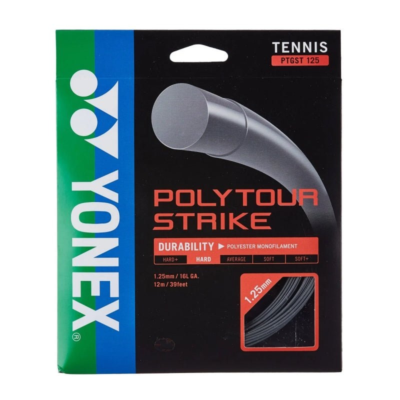 YONEX Poly Tour Strike 16L (1.25mm) Tennis String 12m Set – Iron Grey