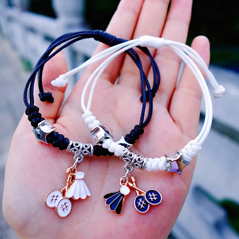 Braided Sports Charm Bracelets (Pair) CACC001 A: Badminton + Racket (Pair)