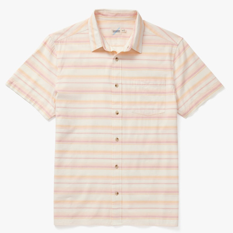Fair Harbor Mens Positano Full Button Shirt Small Sunset Stripe