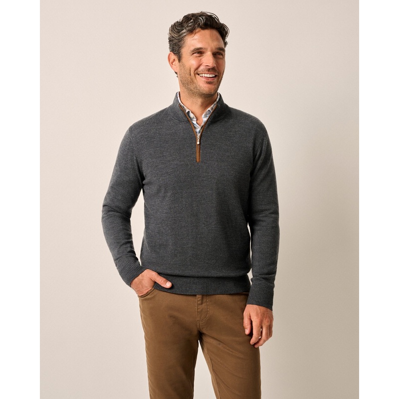 Johnnie-O Men’s Raynor Merino 1/4 Zip Sweater Smoke Small