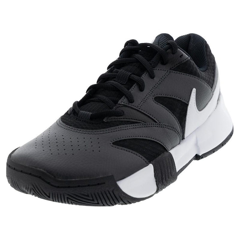 Juniors’ Court Lite 4 Tennis Shoes Black and White