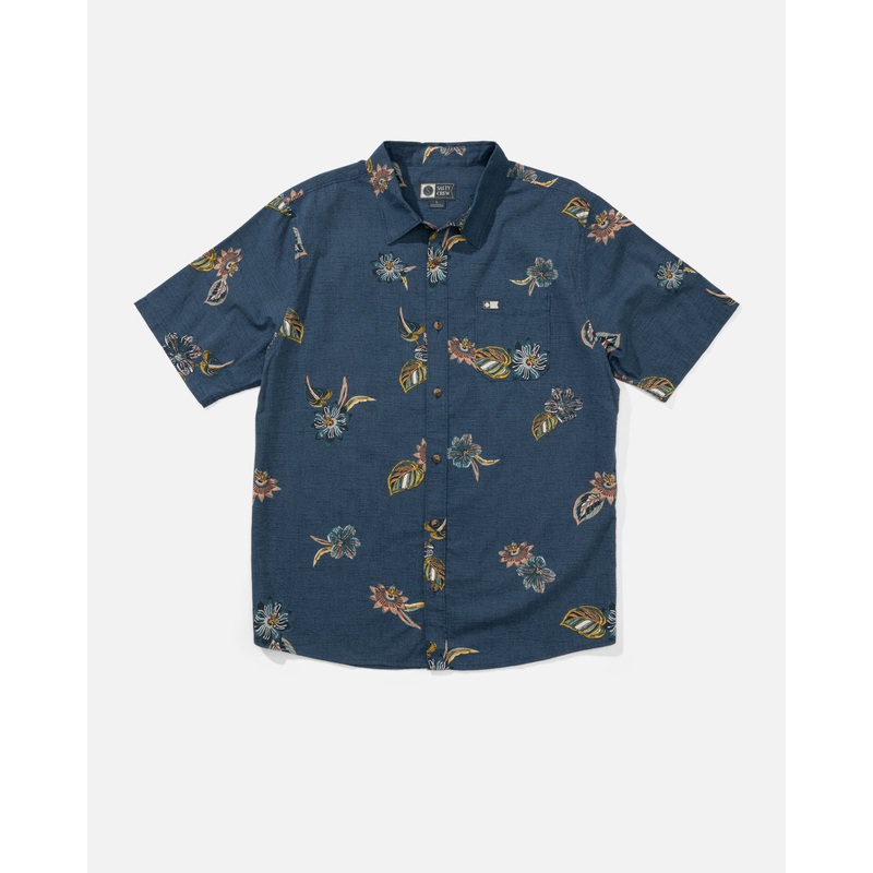 Salty Crew Men’s Session SS Button Up Channel Blue Small