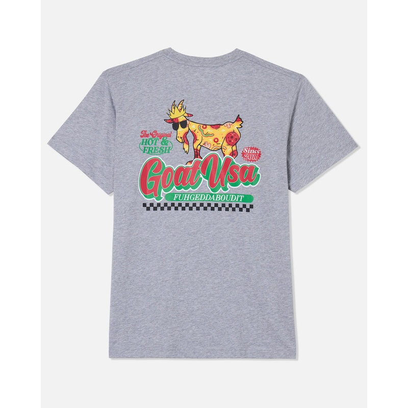 Goat USA Youth Pizza T-Shirt Gray Youth XSmall