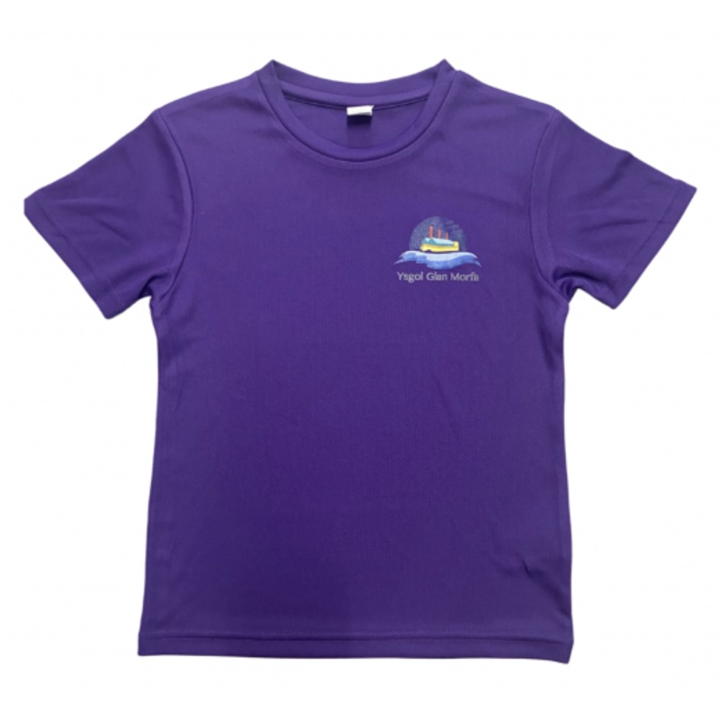 Ysgol Glan Morfa PE T-Shirt Purple 3/4 Purple
