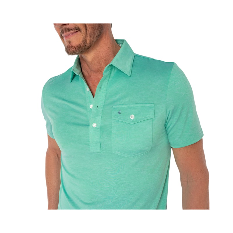 Criquet Men’s Heather Performance Sport Players Shirt Baja Blast Small