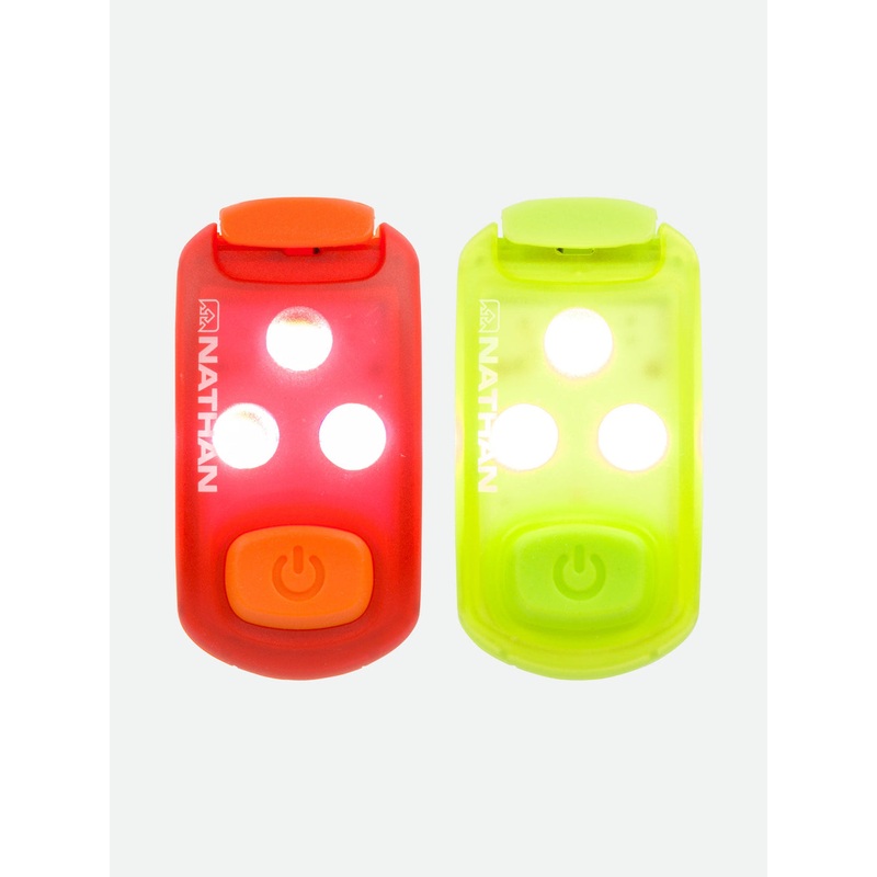 Nathan Strobe Light Safety LED Light Clip 2 Pack Ribbon Red/Safety Yellow