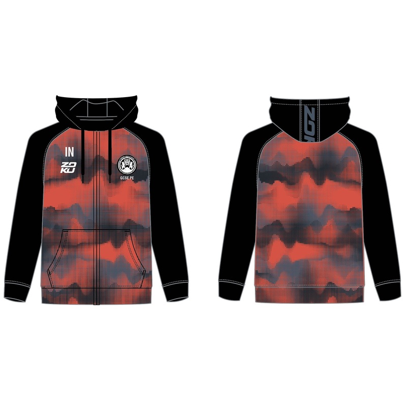 CAHS GCSE PE Hoodie 2024 RED/BLACK PATTERN JL 13