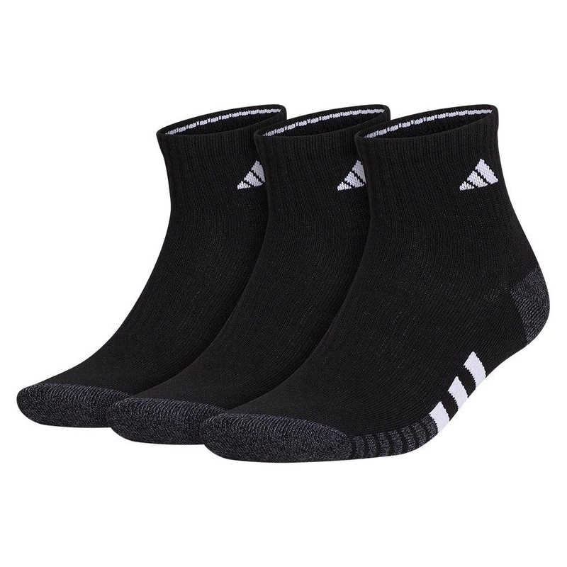 Men`s Cushioned 3.0 3 Pack Quarter Tennis Socks Black and White
