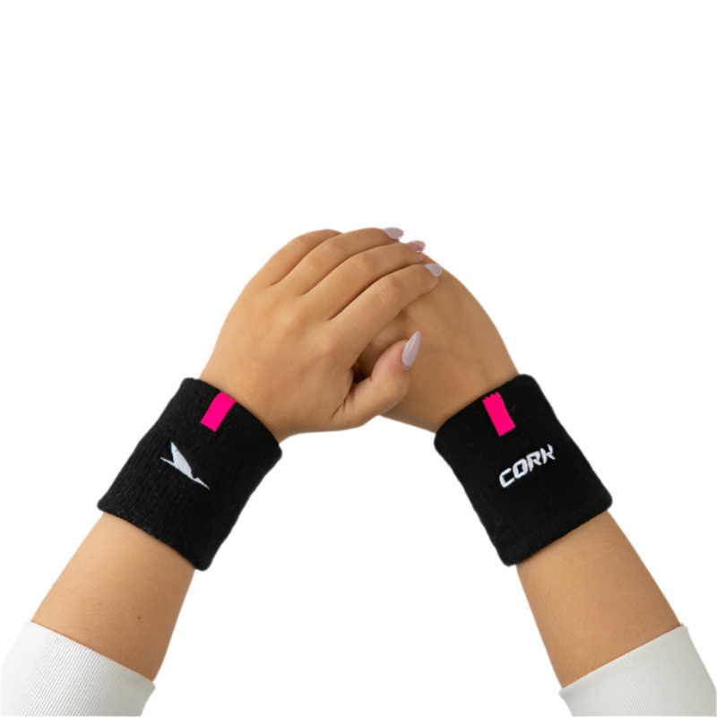 Cork Padel Women Sport Wristbands Black/Pink