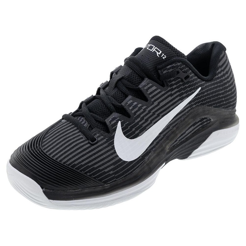 Mens Zoom Vapor 12 Tennis Shoes Black and White