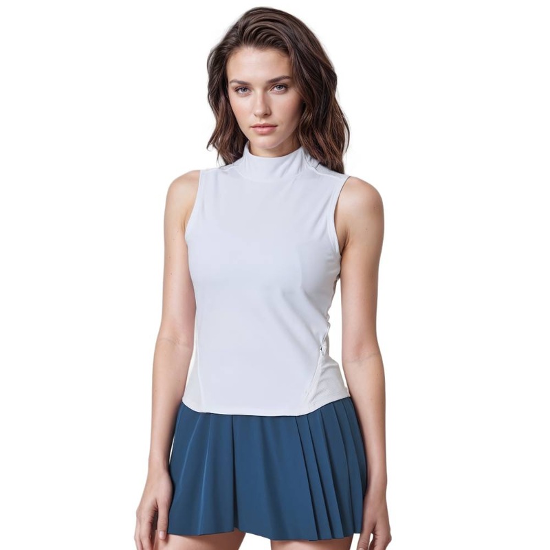MPG Women’s Vital Mock Neck Tank Top (White)