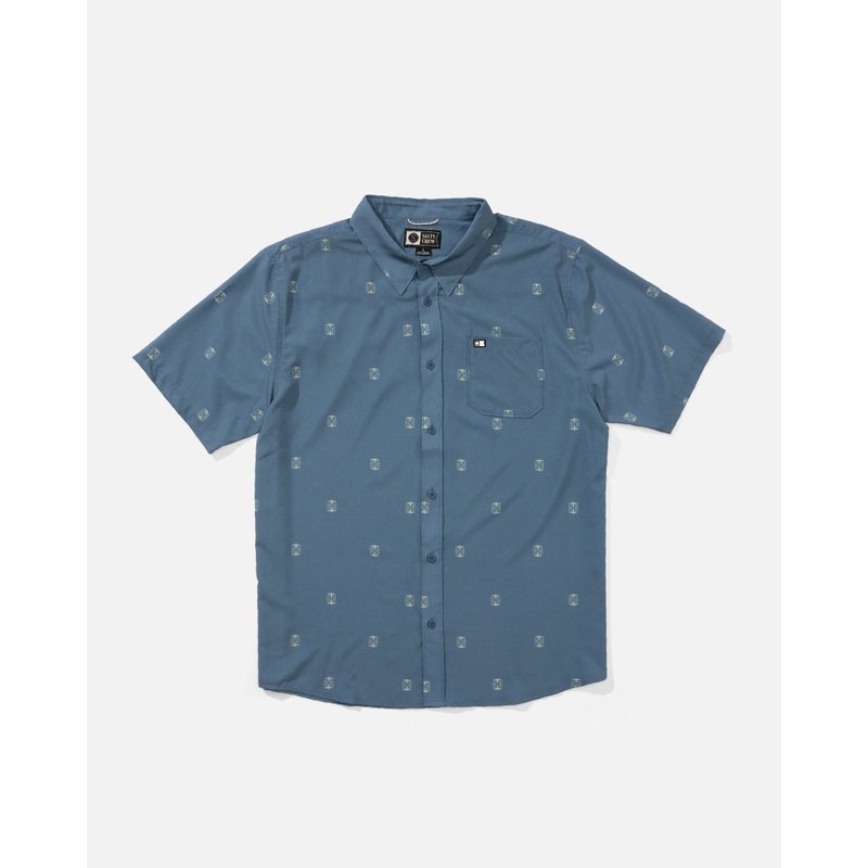 Salty Crew Men’s Breezer Performance Button Up Channel Blue Small