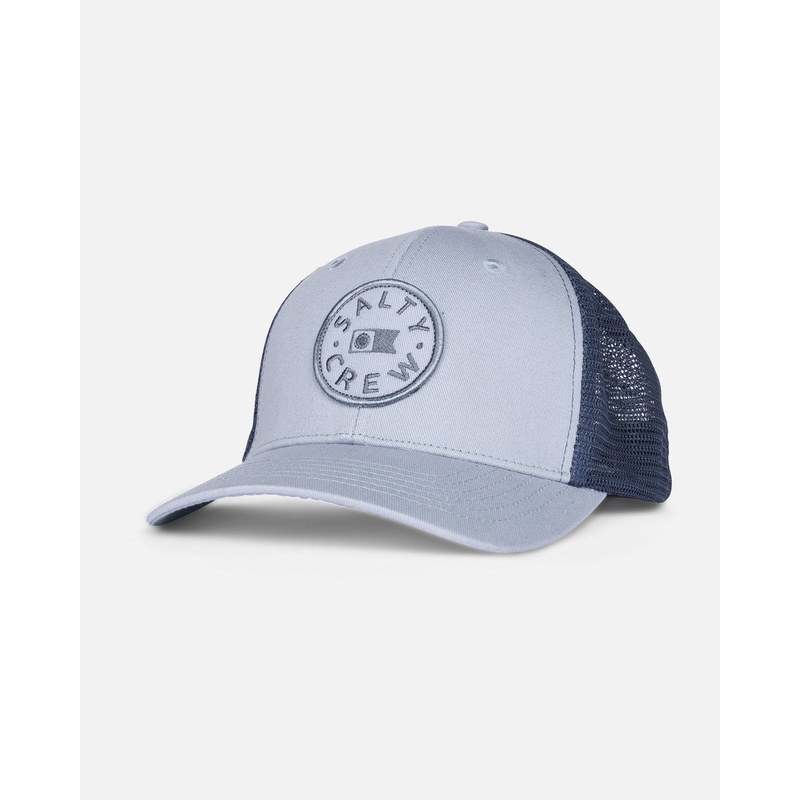 Salty Crew Watermark Retro Trucker Hat Blue Fog