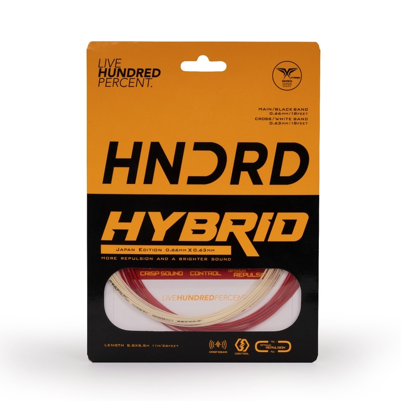 Hundred Hybrid Badminton String HBAA-2M039-1 Formula 1 Red/Pearl White 10m Set