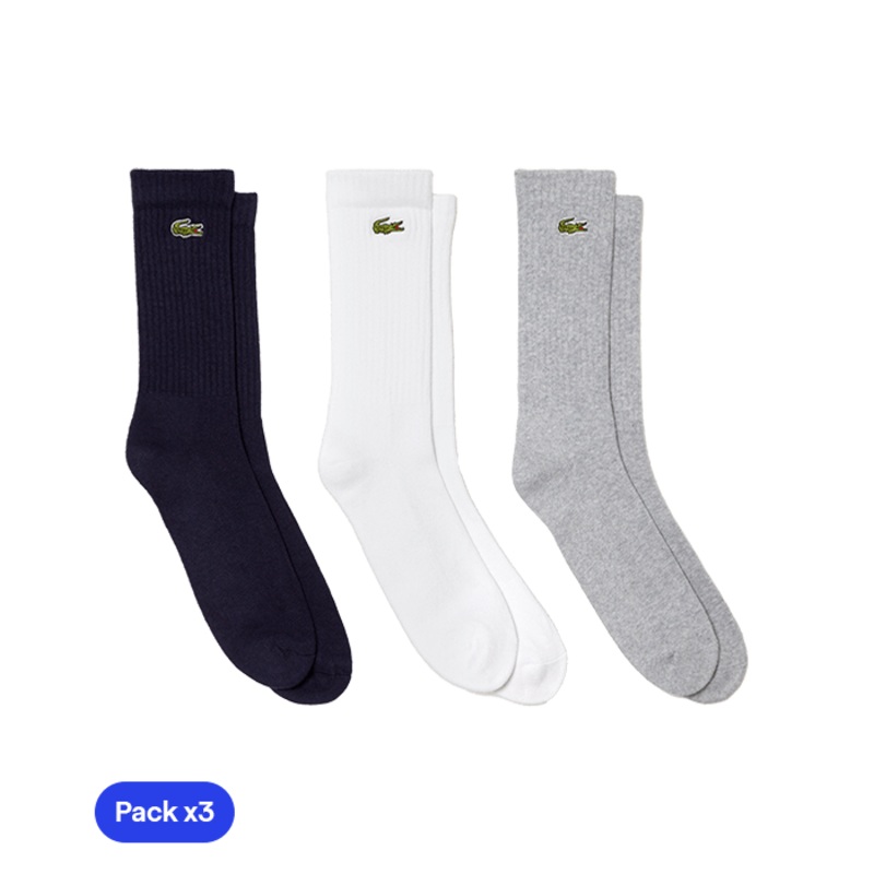 Socks Lacoste Largos White/Gris/Blue (Pack x3) 2025