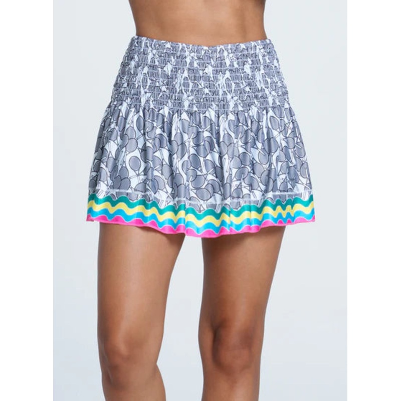 Women’s Lucky in Love Tennis Hippy Smocked 14″ Skirt Extra Small