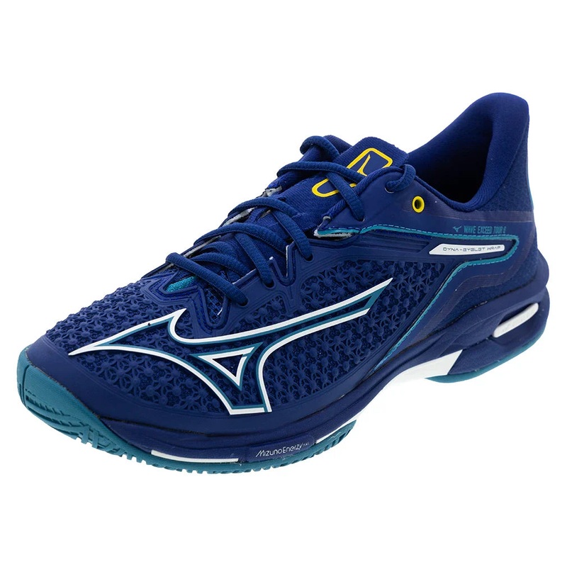 Men`s Wave Exceed Tour 6 Tennis Shoes Bellwether Blue and White