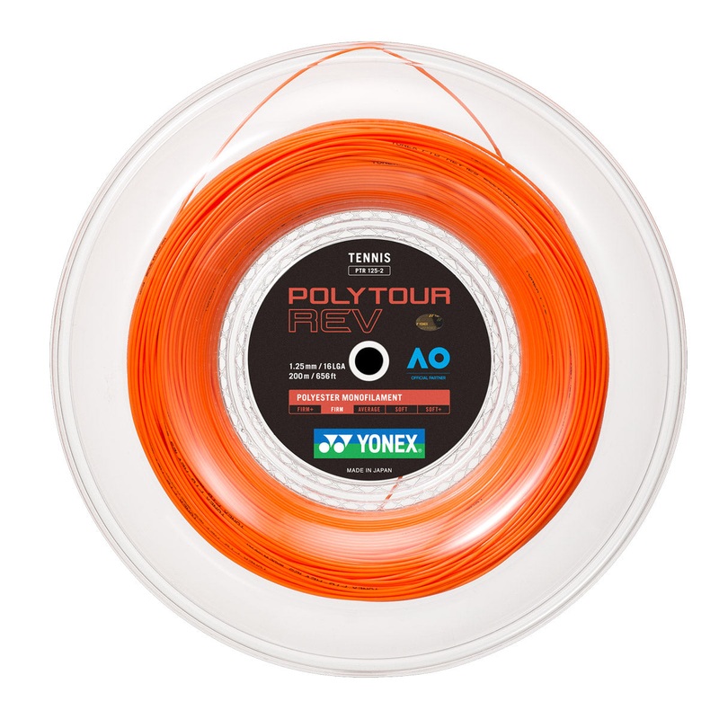 Yonex Polytour Rev 1.25mm 200m Reel Tennis String Orange 200m Reel ORANGE