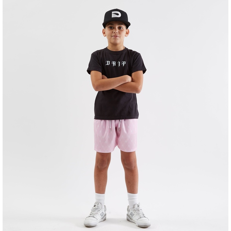 The Drip Shop Kids’ Pink Monogram Diamond Shorts Pink Youth Small